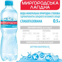 Вода МИРГОРОДСКАЯ Лагидна минеральная слабогазированная 0.5 л (ПЭТ)